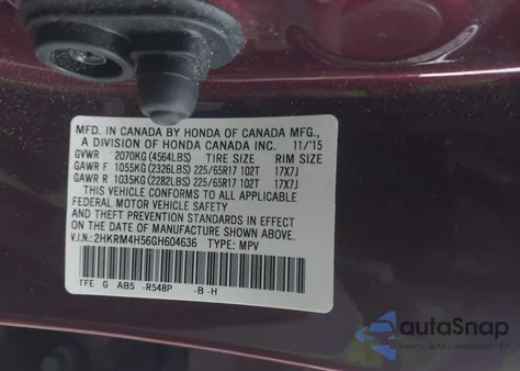 2016 Honda Cr-V Ex z USA, uszkodzony, nr VIN 2HKRM4H56GH604636